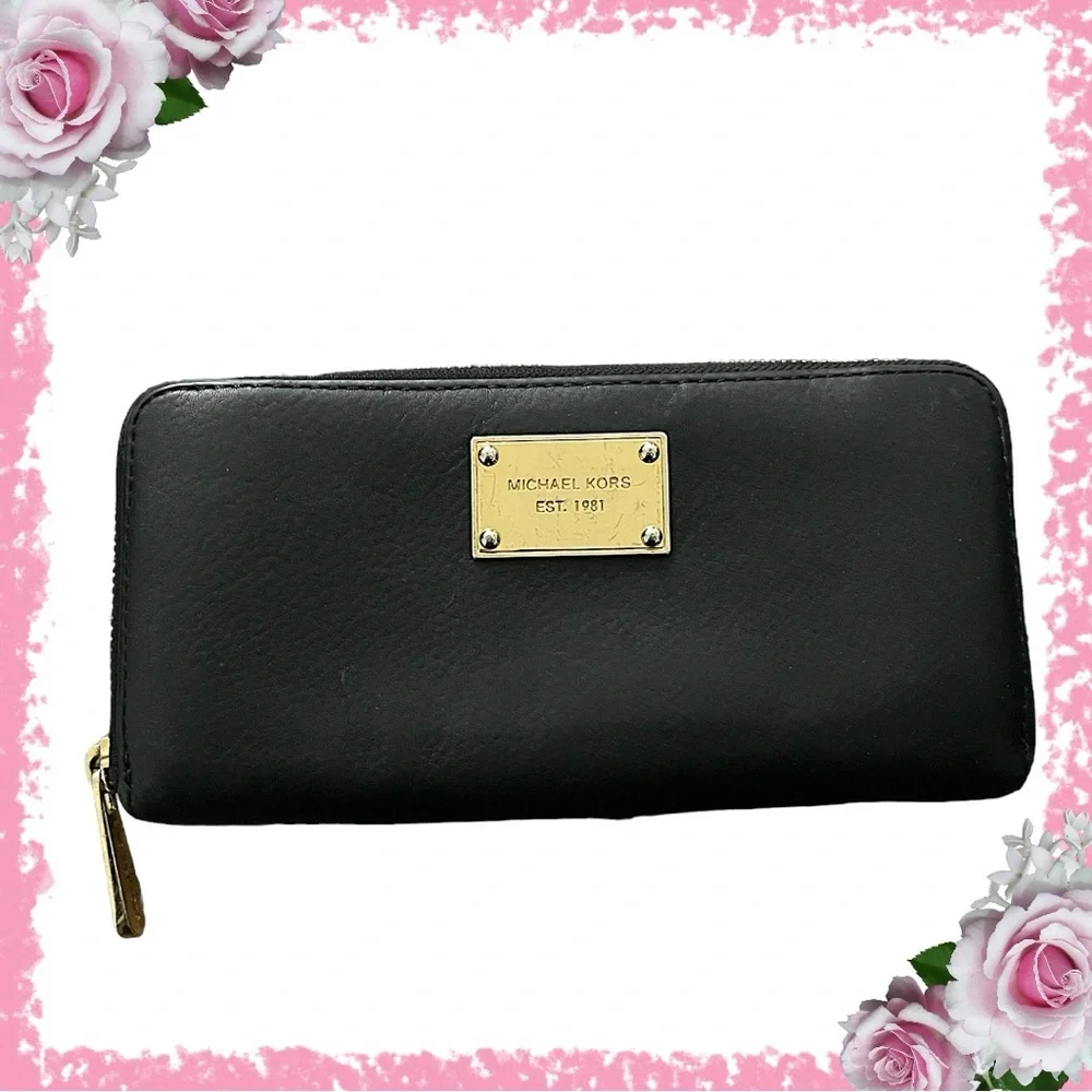 BUNDLE! Michael Kors Black Leather Full Zip Continental Wallet and Small Purse - Picture 8 of 16